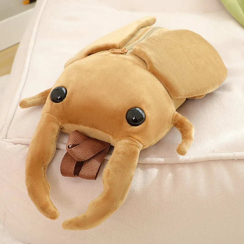 45cm Funny Creative Cartoon Insect Cicada Beetle Plush Doll Backpack Brown Green Insect Soft Plush Toy Gift For Boys And Girls