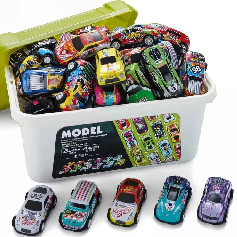 30 - 50PCS Mini Alloy Cars Model Set with Storage Box Diecast Pull-Back Vehicle Toys for Boys, Gift for Christmas, Birthday Gift