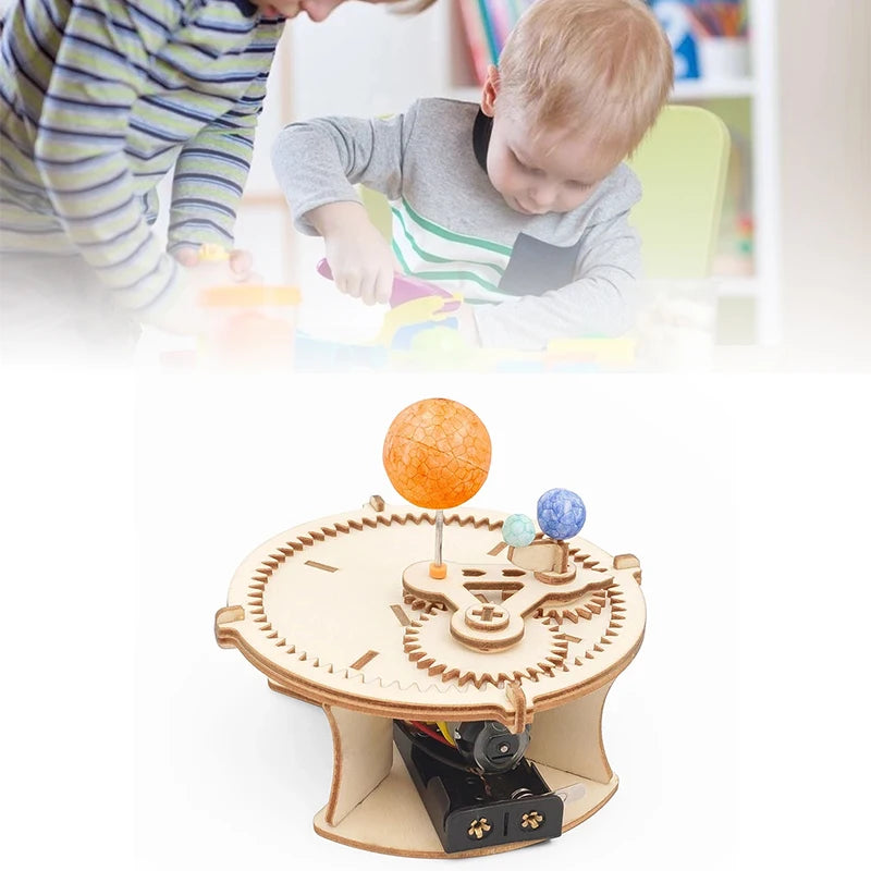 Solar System Astronomy Sun Earth Moon Planet Model DIY Wooden Puzzle Mechanical Kit Science Stem Educational Toys for Children