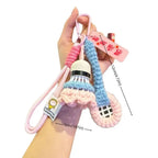 Soft Cute Crochet Badminton Keychain Mini Bright Color Knitted Badminton Pendant Bag Hanging Charms Car Keyring Backpack Decor