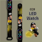 Mario Bros Digital Watch for Kids Waterproof Sport Wristband Luigi Princess Peach Yoshi Bowser Action Figures Children