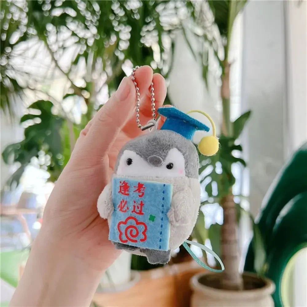 Cute Penguin Plush Key Ring Tourist Hat Penguin Keychain For Girls Gifts Creative School Bag Keychain