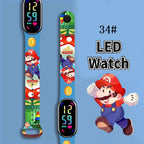 Mario Bros Digital Watch for Kids Waterproof Sport Wristband Luigi Princess Peach Yoshi Bowser Action Figures Children