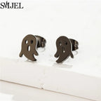 Punk Halloween Earring Black Stainless Steel Ghost Pirate Skull Stud Earrings Women Men Goth Pumpkin Spider Bat Ear Jewelry Gift