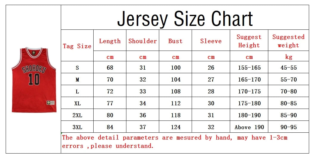Anime Shohoku School Basketball Team Jersey 1-15 Cosplay Costume Sakuragi Hanamichi Rukawa Jersey Sports Wear Uniform Vest