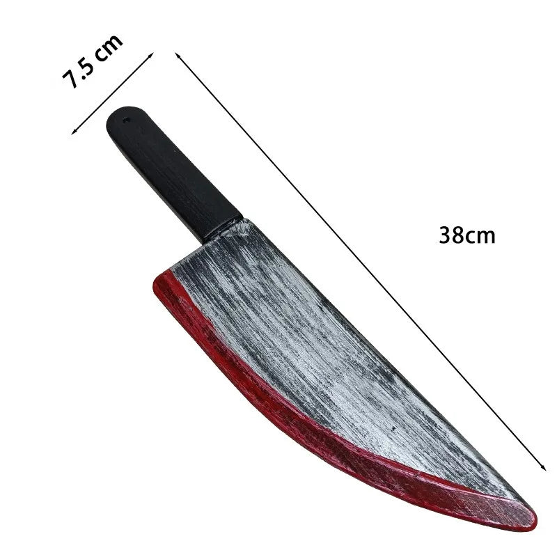 Halloween Bloody Butcher Knife Prop Scary Plastic Slasher Cleaver Knife Props for Halloween Haunted House Costume Accessories