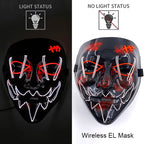 Wireless Halloween Neon LED Purge Mask Masque Masquerade Party Masks Light Grow in the Dark Horror Mask Glowing Masker