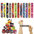 12Pcs Cars Series Slap Bracelets Snap Circle Cute DIY Bracelet Wristbands of Anime for Kids Party Favors Fun Birthday Gifts