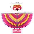 Bird Cosplay Costume Stage Performance Owl Peacock Wings Bird Felt Cape with Mask for Girls Boys Halloween Party Cloak