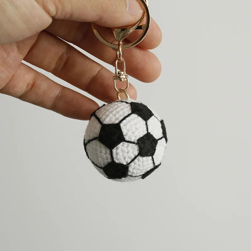 Creative Crochet Soccer Keyrings Wholesale Knitting Basketball Keychain Cute Sport Ball Series Crochet Keychain Custom Accessory
