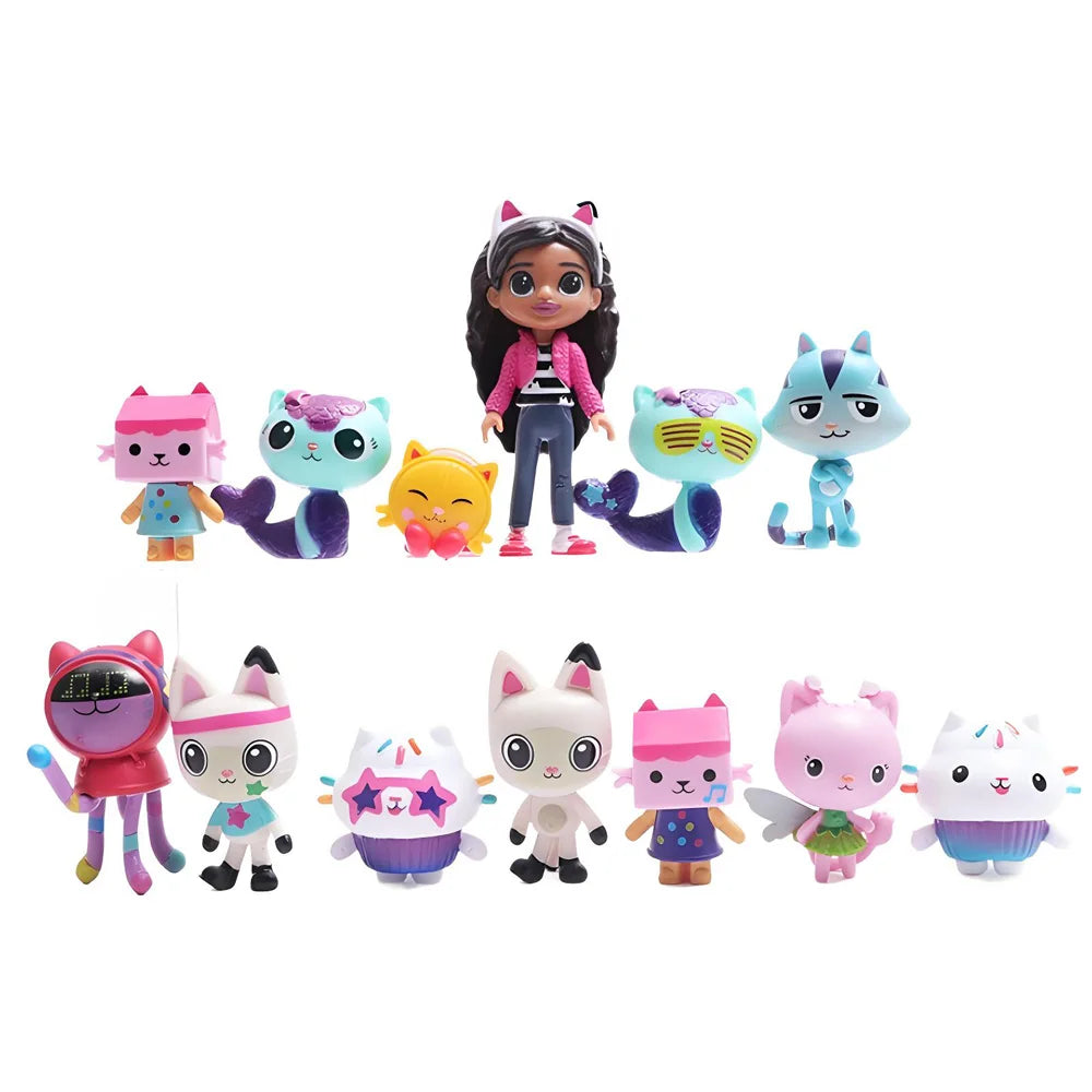 NEW 13pcs Anime Figure Gab Toy Smiling Cakey Catrat Hug Doll Mercat Cartoon Action Figure Home Decoration Xmas Birthday Gifts