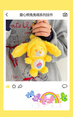 New Genuine Carebears Plush Rabbit Hat Keychain Rainbow Bear Doll Pendant School Bag Ornament Gift