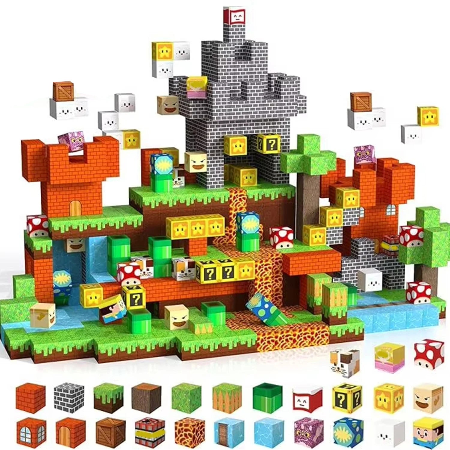 Sensory Montessori Stacking Cubes Construction Set Magnetic Building Blocks Magnet Cube Mine Set Toys Birthday Gift