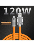 3PCS 120W Super Fast Charge Type-C Liquid Silicone Cable Quick Charge USB C Lines For Xiaomi Huawei Samsung USB Phone Data Wire