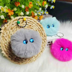 Blush Cat Ball Original Design Cartoon Handmade Plush Pendant Cat Keychain Girly Gift for Girls