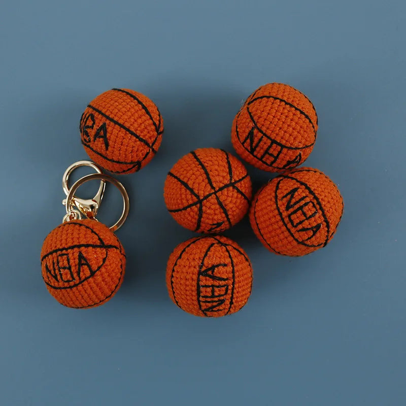 Creative Crochet Soccer Keyrings Wholesale Knitting Basketball Keychain Cute Sport Ball Series Crochet Keychain Custom Accessory
