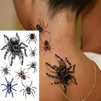 Halloween Spider Temporary Tattoo Stickers Waterproof Fake Scary Tattoo Sticker for Party Festival Body Face Arm Makeup 8pattern