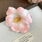 Red Fabric Flower Hair Clips for Women Sweet Petal Long Tassel Barrettes Duckbill Clip Hairpins Summer Holiday Hair Accessories