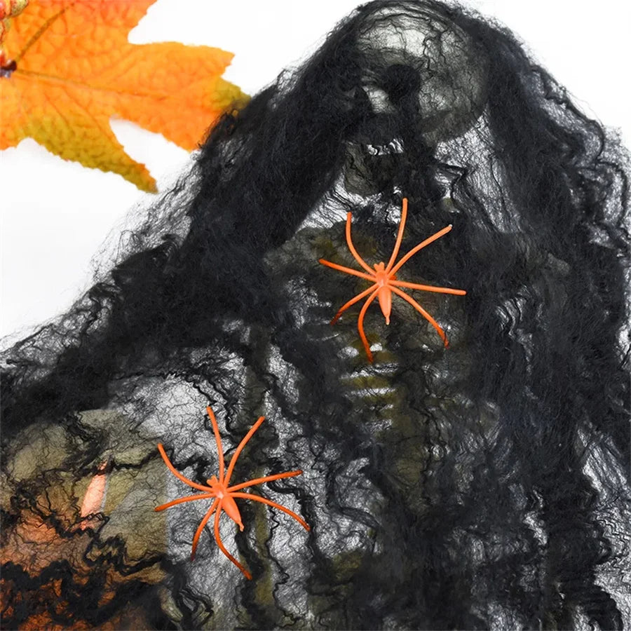 Halloween Decoration White Spider Web Artificial Stretchy Cobweb for Halloween Scary Home Party Scene Props Haunted House Decor