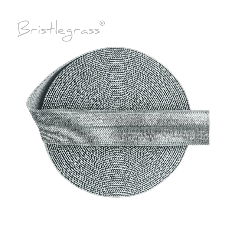 BRISTLEGRASS 2 5 10 Yard 5/8" 15mm Solid FOE Shiny Fold Over Elastic Spandex Satin Band Hair Tie Headband Dress Sewing Lace Trim