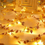 LED Green Leaf Fake Plant String Lights LED Battery Powered for Wall Room Office Birthday Home Bedroom Halloween Christmas Decor