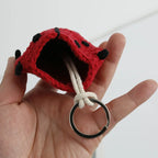 Cute Crochet Cactus Keychain For Keys Storage Bag Keyring Knitting Ladybug Bag Keyrings Wholesale Custom Car Keychain Accessory