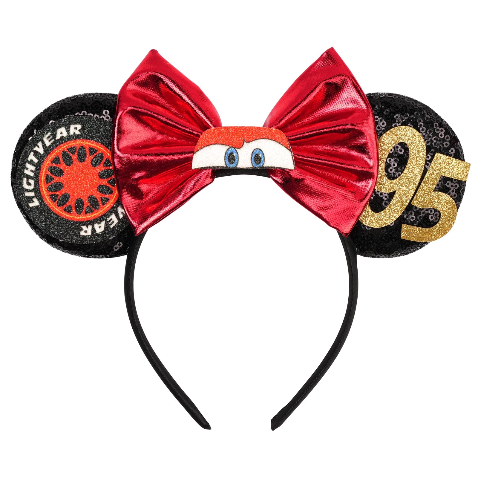 Disney Pixar Cars Kawaii Ear Headbands for Adults Lightning McQueen Hairband Cars on The Road Headwear Girl Bow Hair Accessories