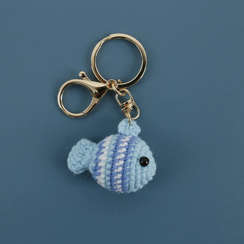 Unique Stingray Design Crochet Keychain Handmaking Knitted Fish Keyrings Cute Marine Series Knitting Keyrings Custom Accessories