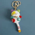 Small Cat Crochet Keychain Handmaking Crochet Cute Kitten Keyrings For Bag Pendant Knitting Animal Doll Keychain For Gift Custom