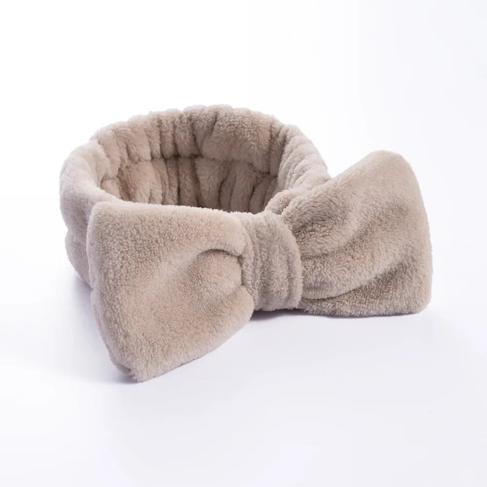 Women Solid Bow Headbands Coral Fleece Makeup Spa Wash Face Turban Head Wrap Girls Hair Towel Accessories Head Band Hairbands