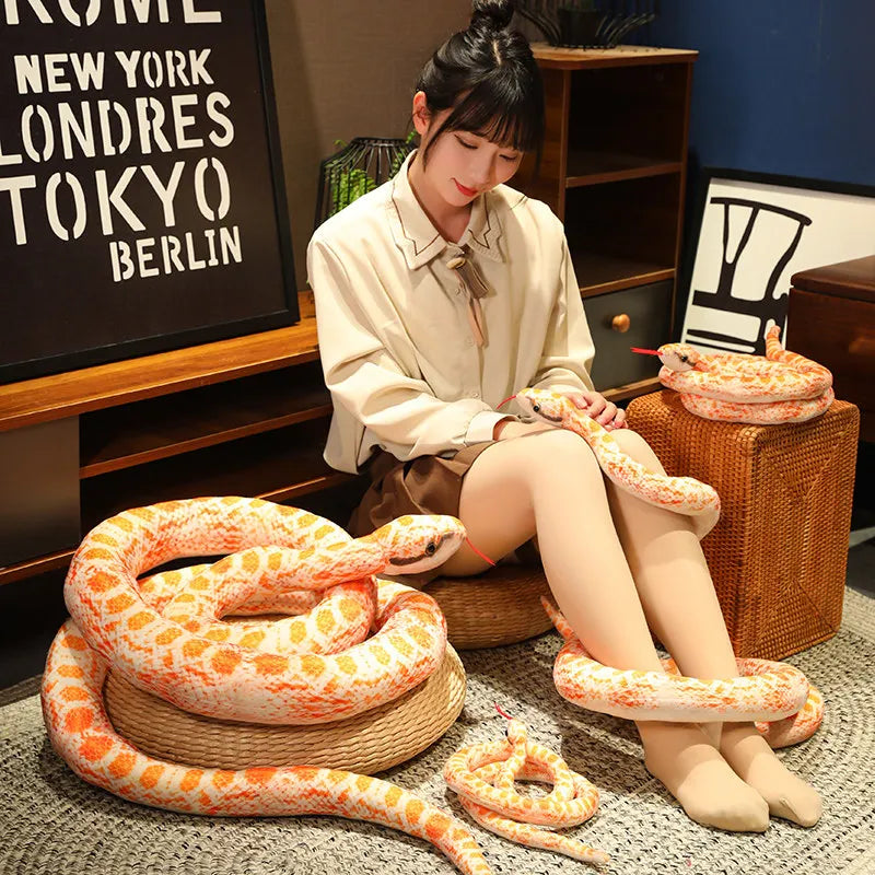 Artificial Python Plush Toy Long Snake Yellow Orange Green Python Plush Toy Decorate The House Holiday Decorations