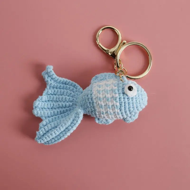 Ocean Series Animal Doll Crochet Keychain Handmaking Knitted Tropical Fish Keyrings Crochet Shark Doll Keychain Custom Accessory