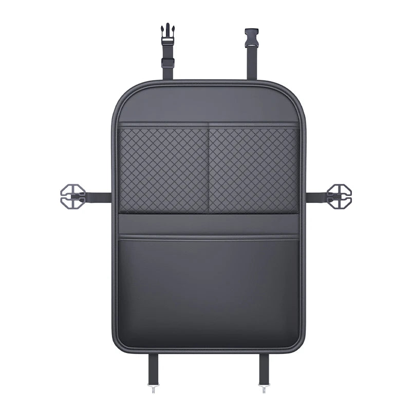 New Car Seat Protection Cover Car Seat Kick Proof Pad with Pockets PU Auto Seat Back Storage Bag Multi-functional Tablet Holder