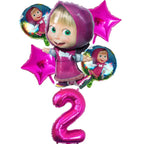 Masha and The Bear Theme Birthday Party Supplies Girls Masha Tableware Set Balloons Plates Cups for Kids Party Baby Shower Decor