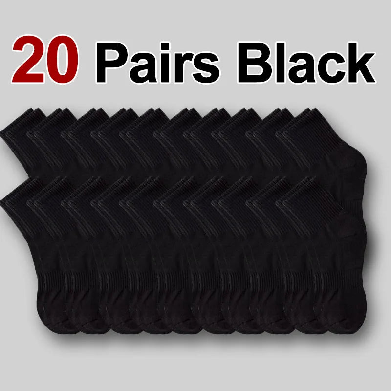 10/20/30 Pairs Neutral Solid Color Mid Calf Round Neck Socks Spring Autumn Sweat Absorbing Breathable All Season Sports Socks