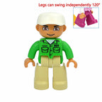 Big Size Figures Building Block Doll Family Farmer Pirate Worker Doctor Policemen Large Brick Compatible Build House Duploes Toy