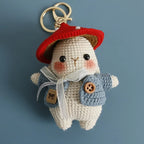 Cute Mushroom Rabbit Crochet Keychains Handmaking Crochet Cartoon Rabbit Doll Keyring For Bag Pendant Knitted Animal Doll Custom