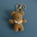 Cute Small Bear Doll Keychain For Couple Gifts Handmaking Crochet Cartoon Bear Keychain Knitting Animal Doll Custom Accessories