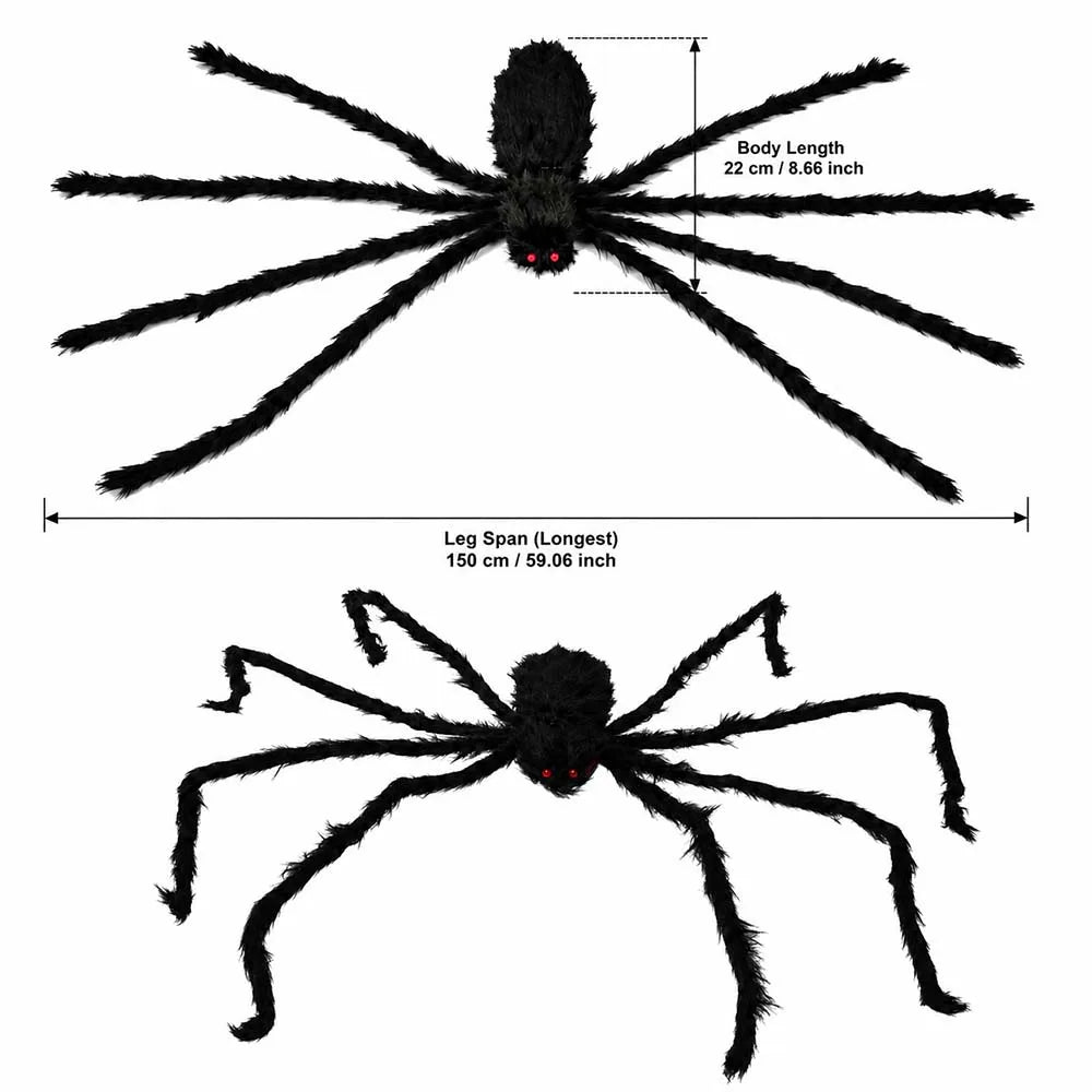Large Black Spider for Halloween, Giant Spider Decoration, Professional Accessories, for Outdoor Yard, Scary Decoration
