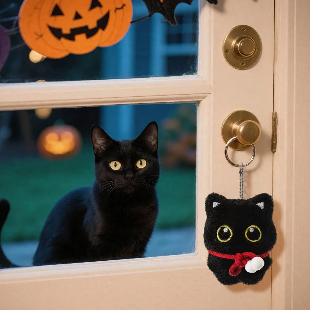 Assorted Style Black Cat Plush Shape Bag Charm Cute Black Cat Plush Toy Keychain Backpack Hanging Bag Decoration Holiday Gifts
