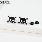Punk Halloween Earring Black Stainless Steel Ghost Pirate Skull Stud Earrings Women Men Goth Pumpkin Spider Bat Ear Jewelry Gift