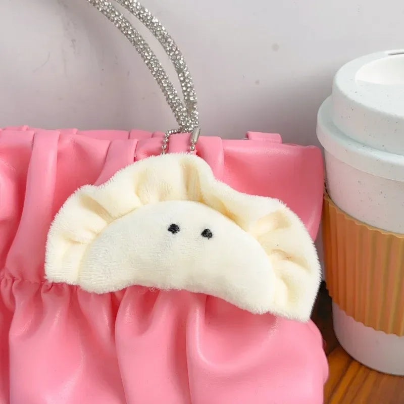1/5pcs Soft Plush Dumpling Keychains Stuffed Cartoon Cute Creative Pendant Key Ring Food Bag Decorations Girls Backpack Charm