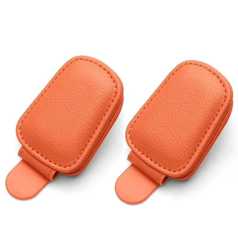1/2Pc Sunglasses Holder Is Suitable for Car Sun Shades Magnetic Leather Sunglasses Clip and Ticket Clip Car Sunshade Accessories
