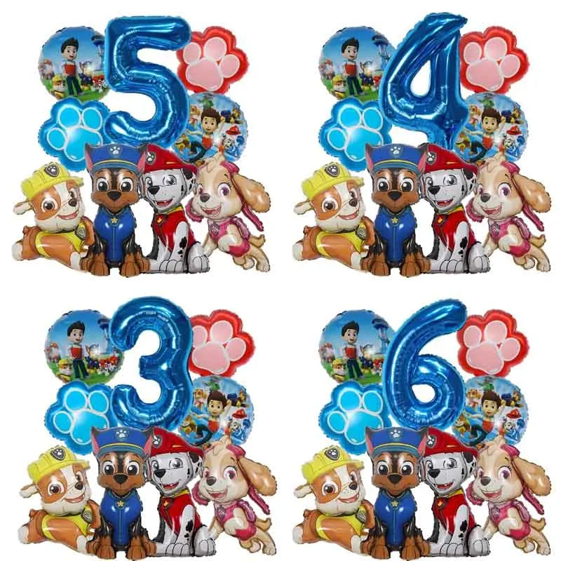 9pcs Cartoon Paw Patrol Dog Chase Balloon Birthday Decoration Number Aluminum Balloons Set Kids Party Supplies Gift Favor Decor