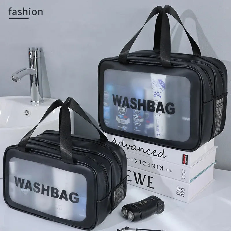 Dry & Wet Separation Transparent PU Makeup Bag