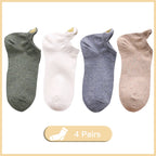 4 Pairs Lot Fashion Socks Women 2026 New Spring Cotton Color Novelty Girls Cute Heart Embroidery Casual Funny Ankle Socks Pack
