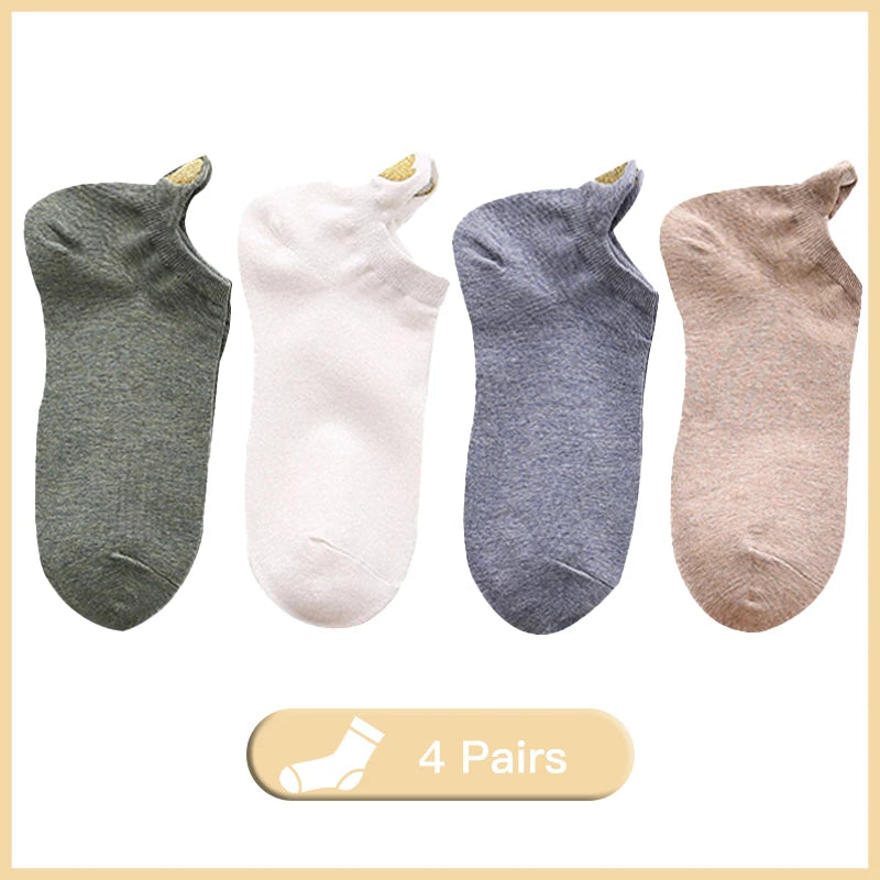 4 Pairs Lot Fashion Socks Women 2026 New Spring Cotton Color Novelty Girls Cute Heart Embroidery Casual Funny Ankle Socks Pack
