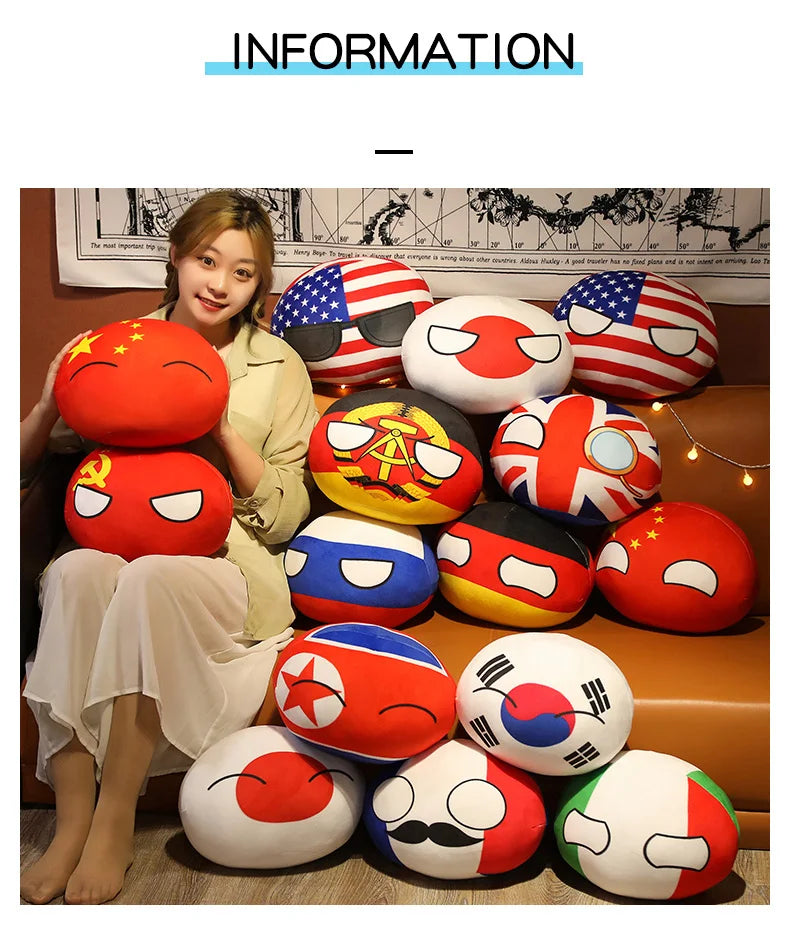Wholesale Hot 10/30/40cm Polandball Country Ball Toy Plush Pendant Doll Countryball Ussr Usa France Russia Uk Japan Germanyitaly