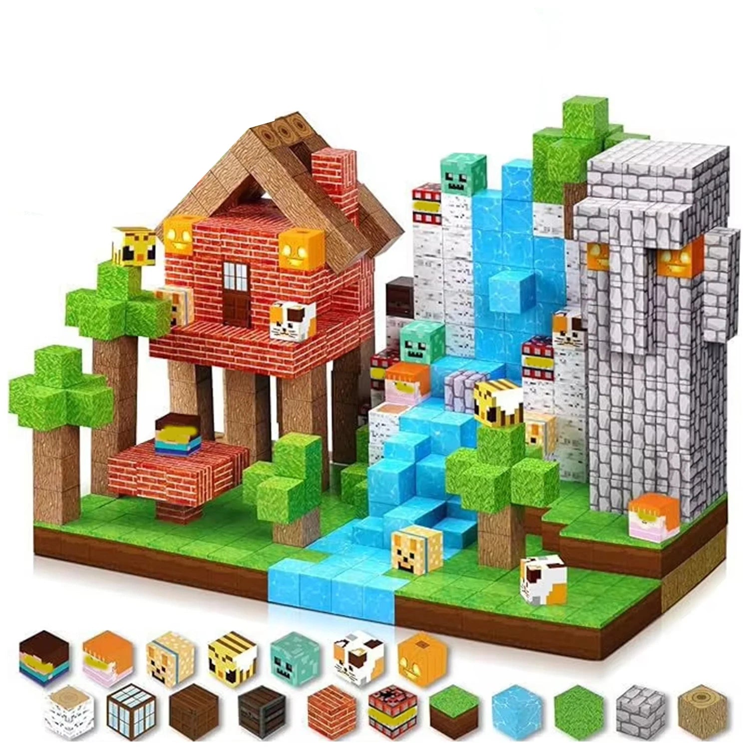 Sensory Montessori Stacking Cubes Construction Set Magnetic Building Blocks Magnet Cube Mine Set Toys Birthday Gift