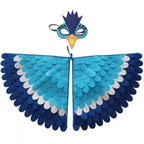 Bird Cosplay Costume Stage Performance Owl Peacock Wings Bird Felt Cape with Mask for Girls Boys Halloween Party Cloak